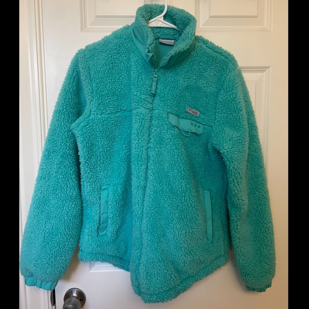 Columbia turquoise fleece, size medium